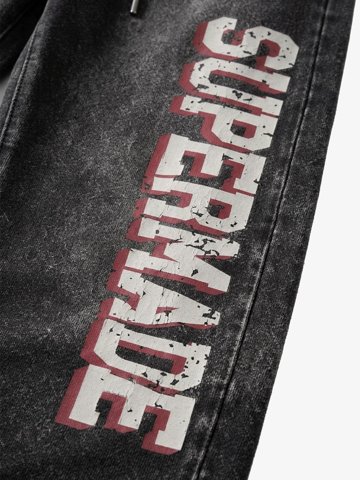 Washed Graphic Distressed Pullover Hoodie & Wide-Leg Sweatpants Set