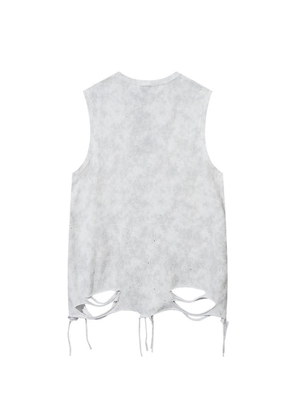 Street Chain Waistcoat Ripped Vest 
