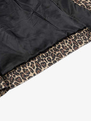Street-style Retro Leopard Print Washed Button Denim Jacket