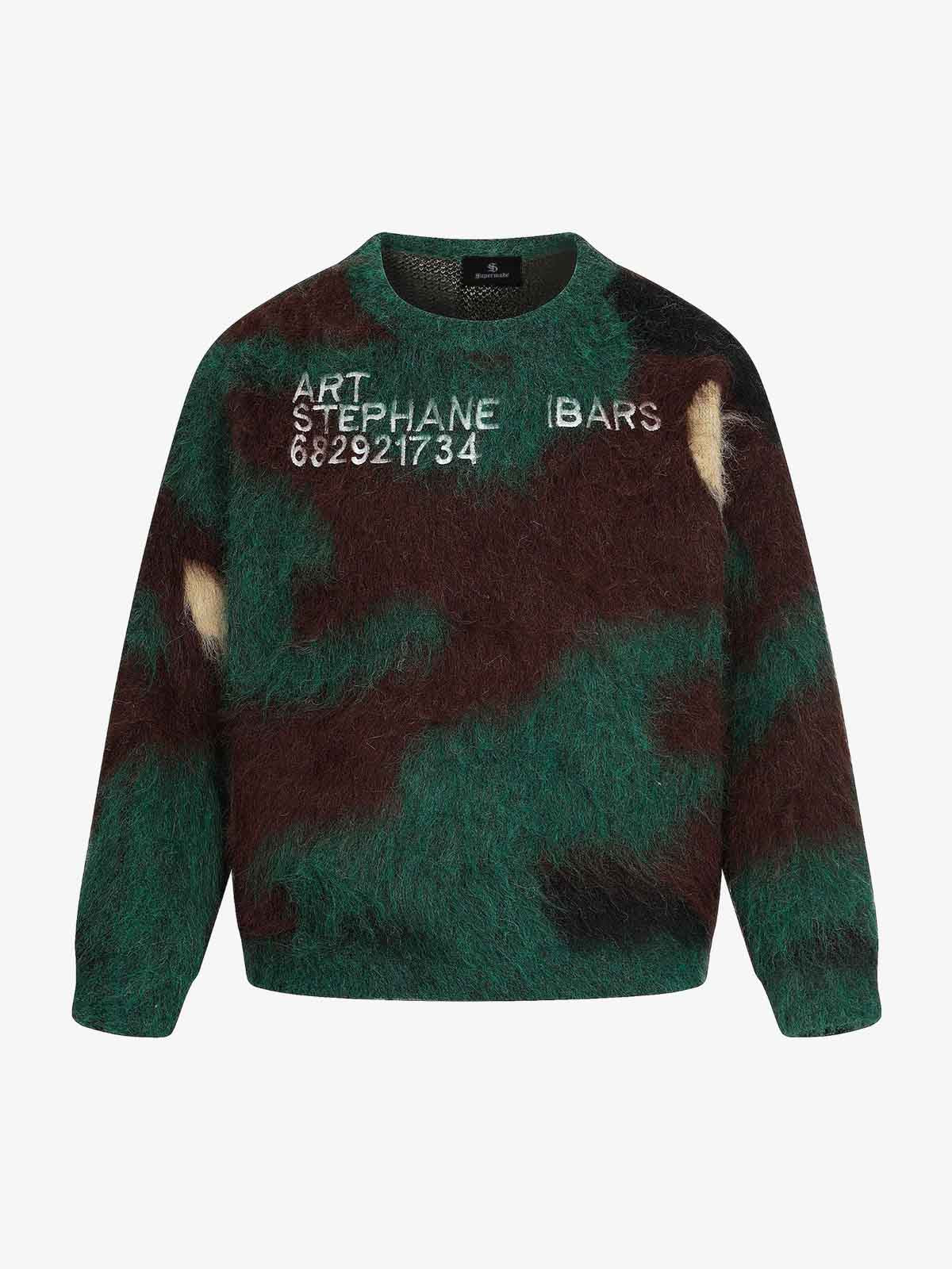 Fuzzy Tie-Dye Sweatshirt with Bold Text Design 