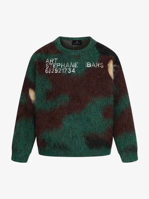 Fuzzy Tie-Dye Sweatshirt with Bold Text Design 