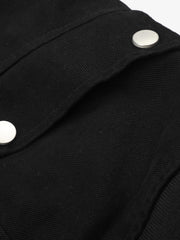 Metal Buckle Stand-Collar Cropped Utility Jacket