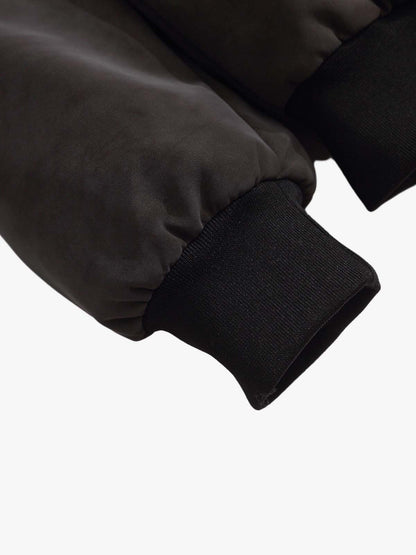 Faux Fur Trimmed Hood Suede Bomber Jacket 