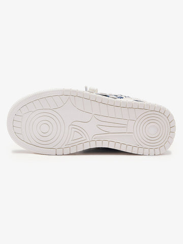 Street Distressed Denim Patchwork Sneakers 