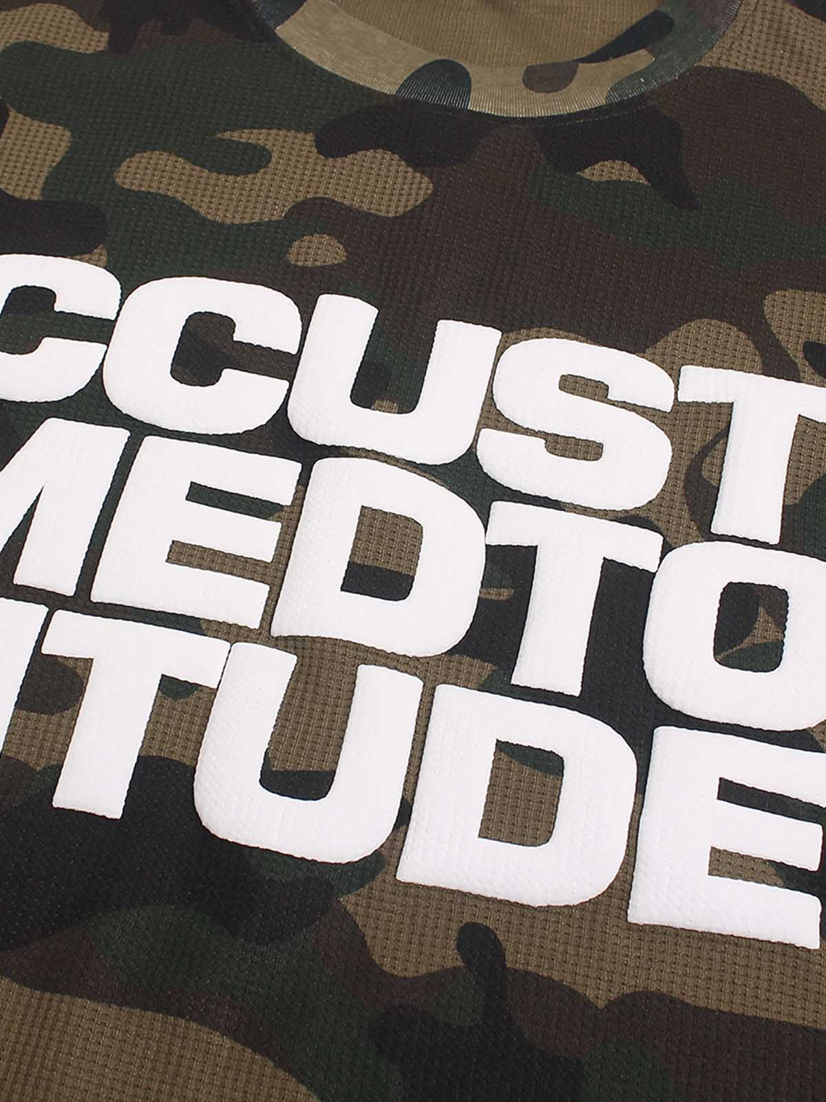 Camo Letter Foam Graphic Waffle Long Sleeve Tee