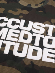 Camo Letter Foam Graphic Waffle Long Sleeve Tee
