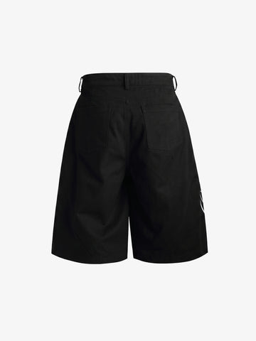 Embroidered Multi-Pocket Cargo Capri Pants