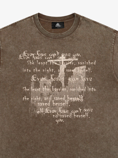 THE SUPERMADE  Vintage-Style Graphic T-Shirt with Inspirational Text and Cross Design 
