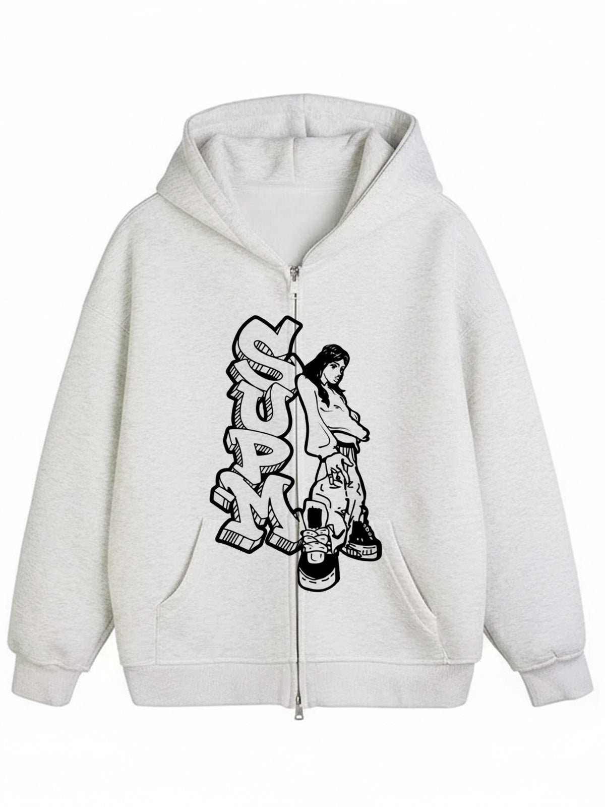 Thesupermade Double Zipper Cardigan Sweater European and American Street Girl Theme 