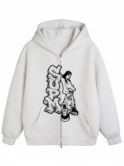 Thesupermade Double Zipper Cardigan Sweater European and American Street Girl Theme 