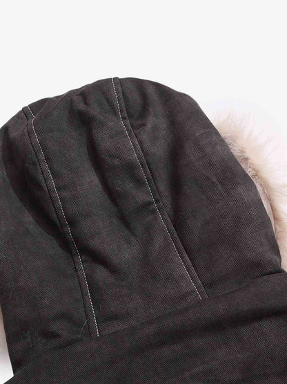 Washed Patchwork Contrast Bomber Jacket 