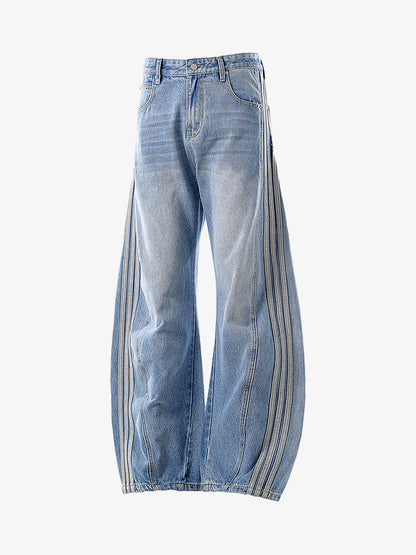 Washed Side Stripe Machete Jeans 