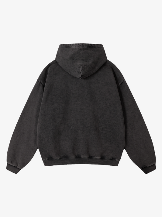 Letter Graphic Washed Distressed Hoodie