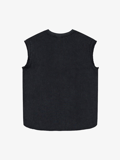 Letter Cross Graphic Distressed Tank Top