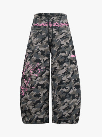 Y2K Camo Pink Print Barrel Sweatpants