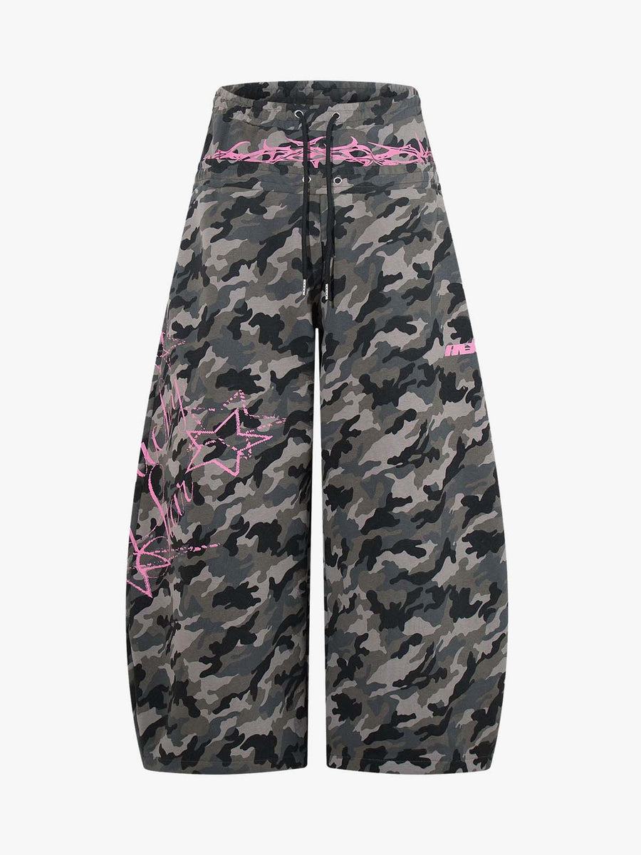 Y2K Camo Pink Print Barrel Sweatpants 