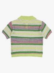 Pastel Striped Crochet Knit Short Sleeve Polo Shirt