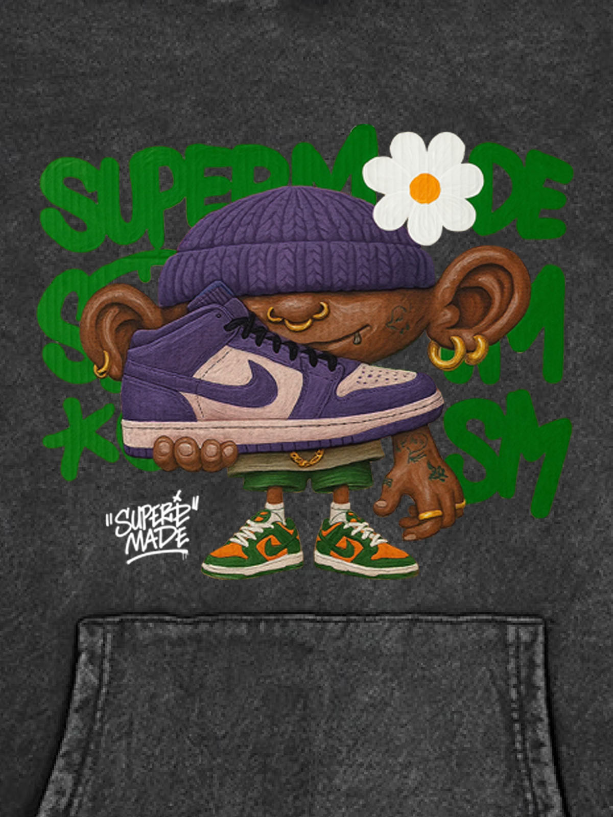 Thesupermade Street Cartoon Trend Sneakers Boy Hooded Sweatshirt 