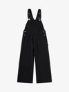 Vintage Contrast Stitch Raw Indigo Denim Wide-Leg Overalls 