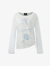 Side Drawstring Stripe Long Sleeve Layering T-Shirt