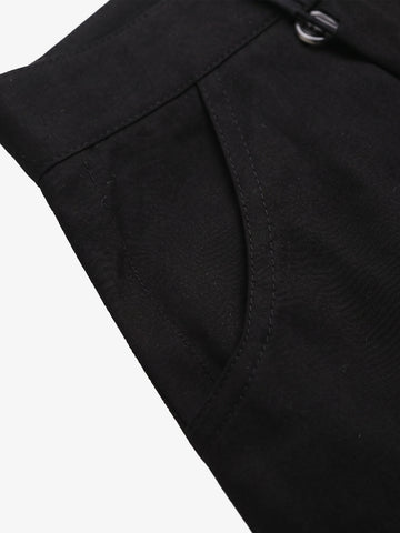 Embroidered Multi-Pocket Cargo Capri Pants