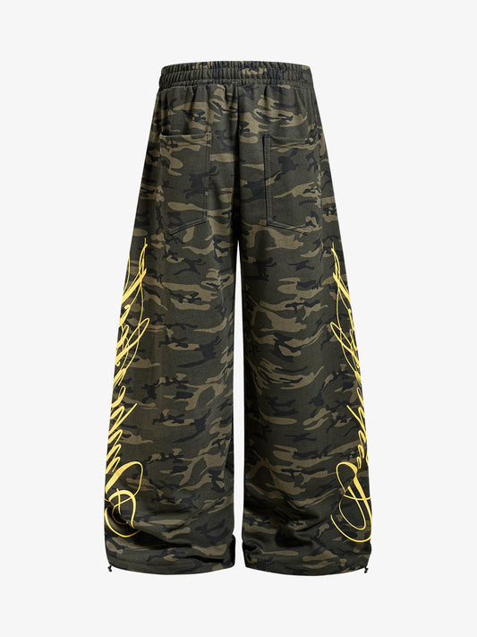 Camo Drawstring Baggy Sweatpants