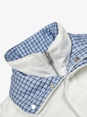 Retro Layered Look Plaid Collar Padded Jacket - 2579 