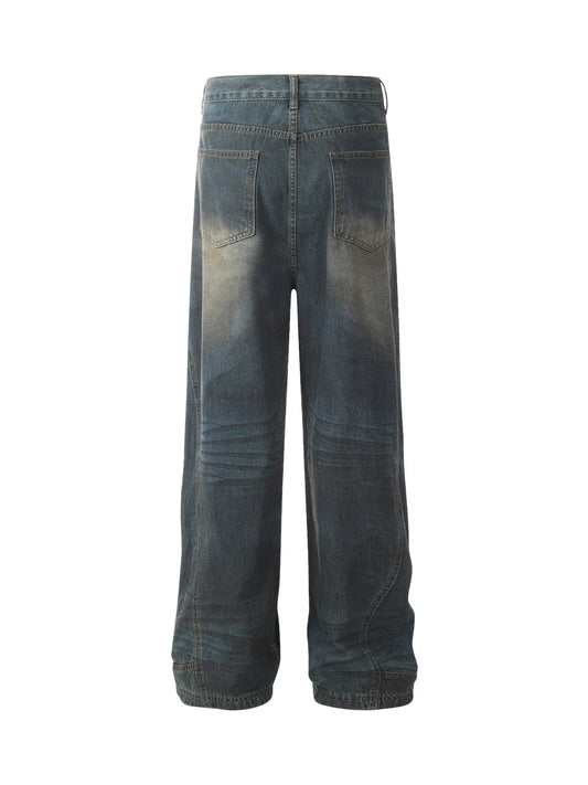 Dirty Dyed Washed Straight Jeans 