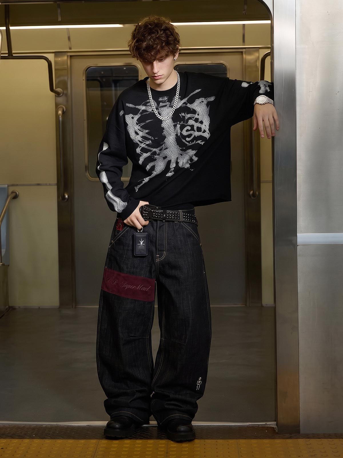 Pirate Skull Heavyweight Black Raw Denim Jeans