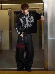 Pirate Skull Heavyweight Black Raw Denim Jeans