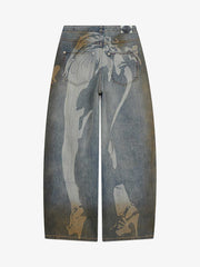 Skull Graphic Distressed Baggy Jeans
