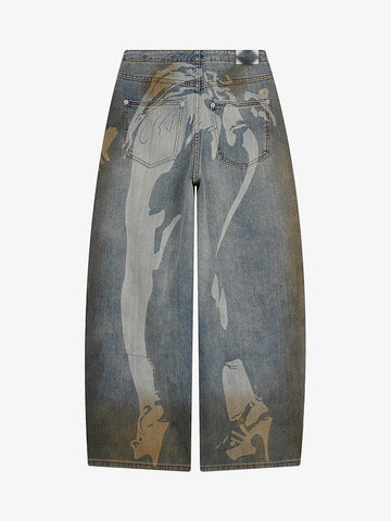 Skull Graphic Distressed Baggy Jeans