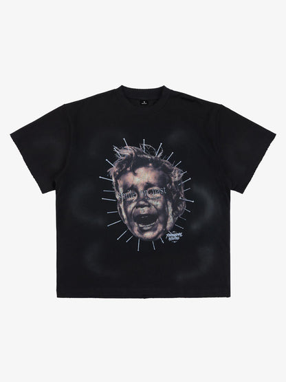 Street Retro Fun Portrait Print T-shirt 