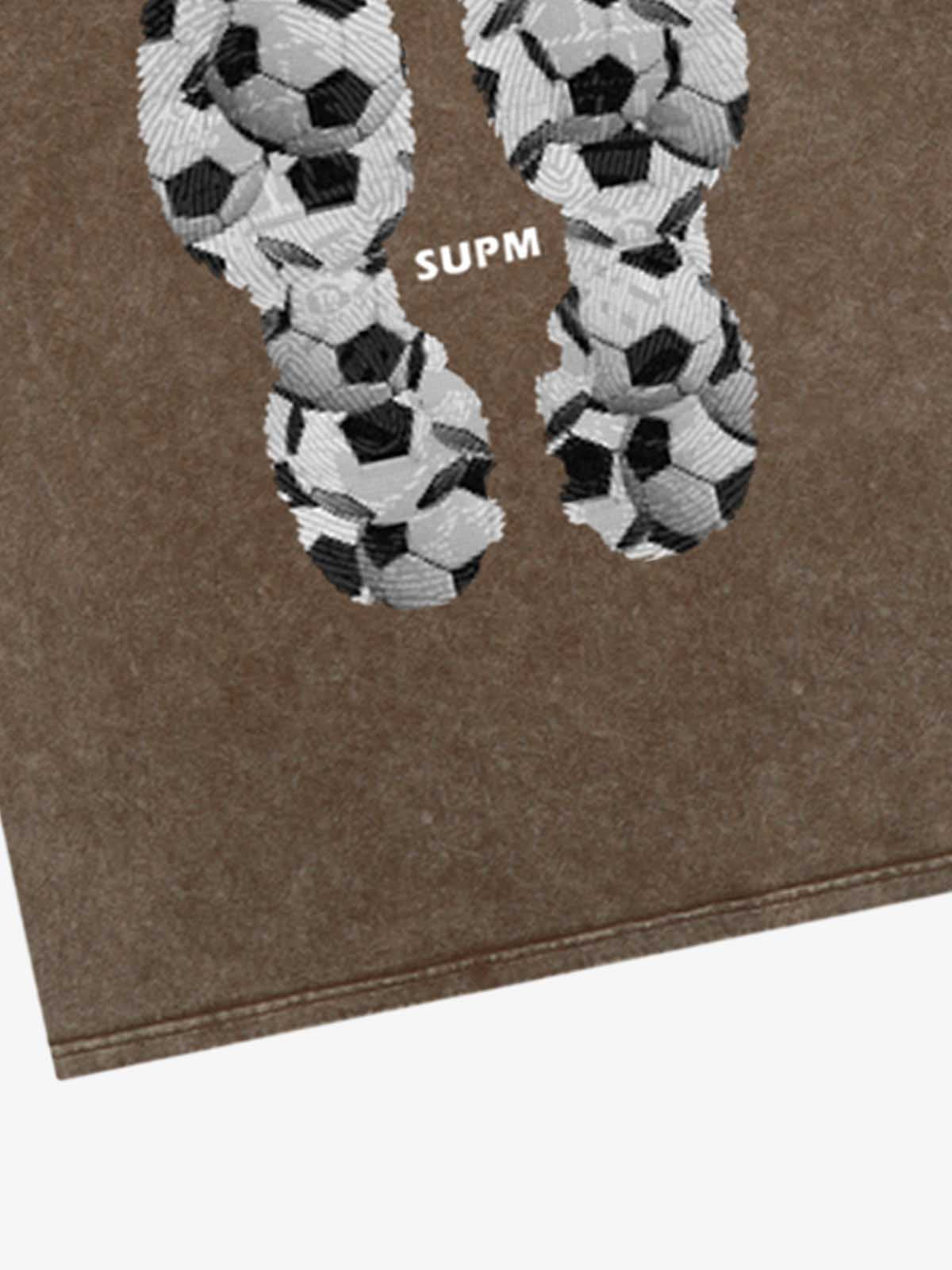 Soccer Ball Footprint Graphic T-Shirt 