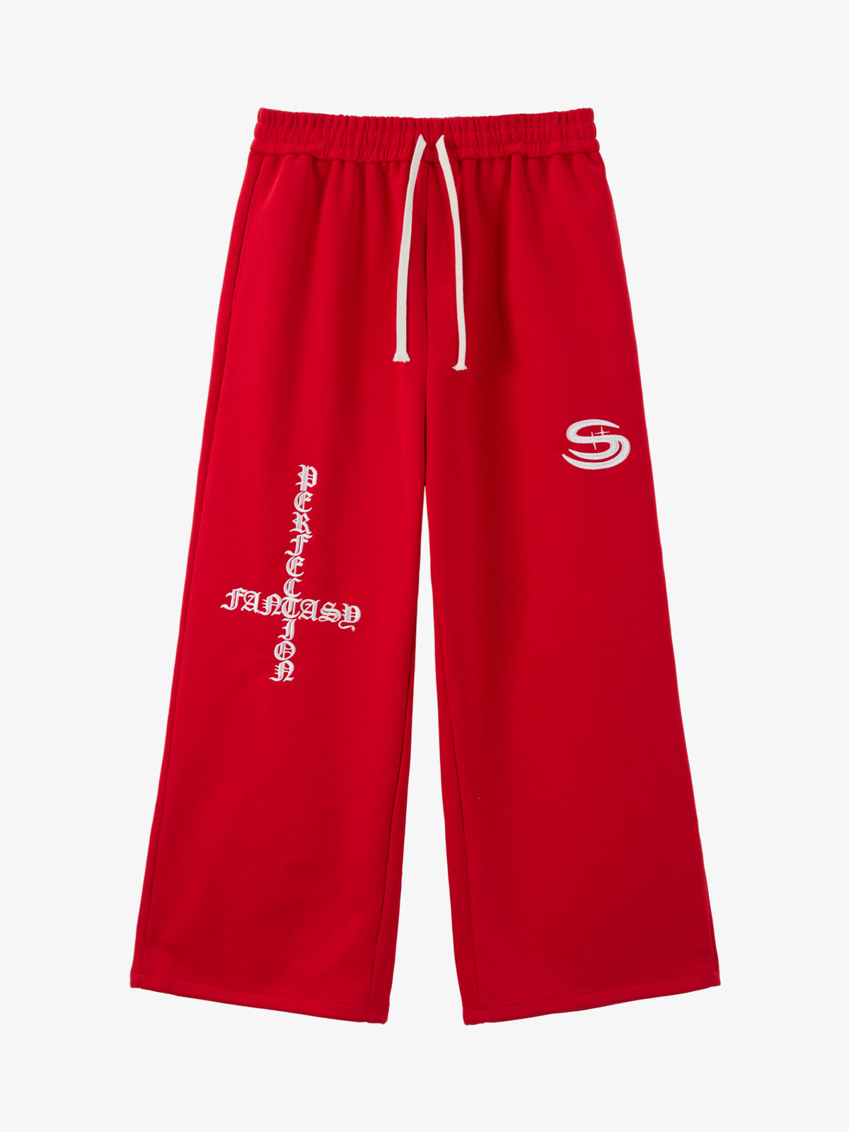 Gothic Letter Cross Embroidery Zip Up Hoodie and Sweatpants Set 