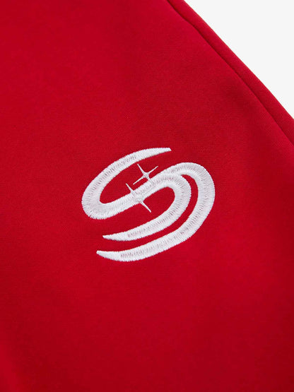 Gothic Letter Cross Embroidery Zip Up Hoodie and Sweatpants Set 