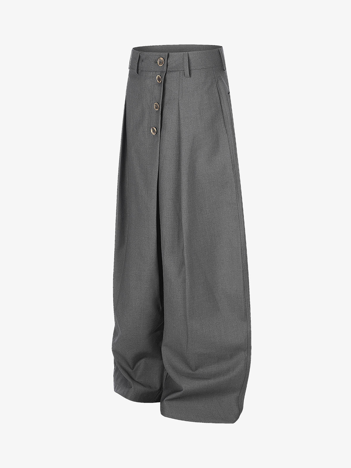 Button Placket Baggy Barrel Pants