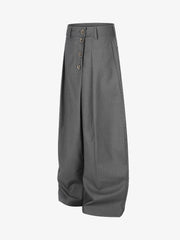 Button Placket Baggy Barrel Pants
