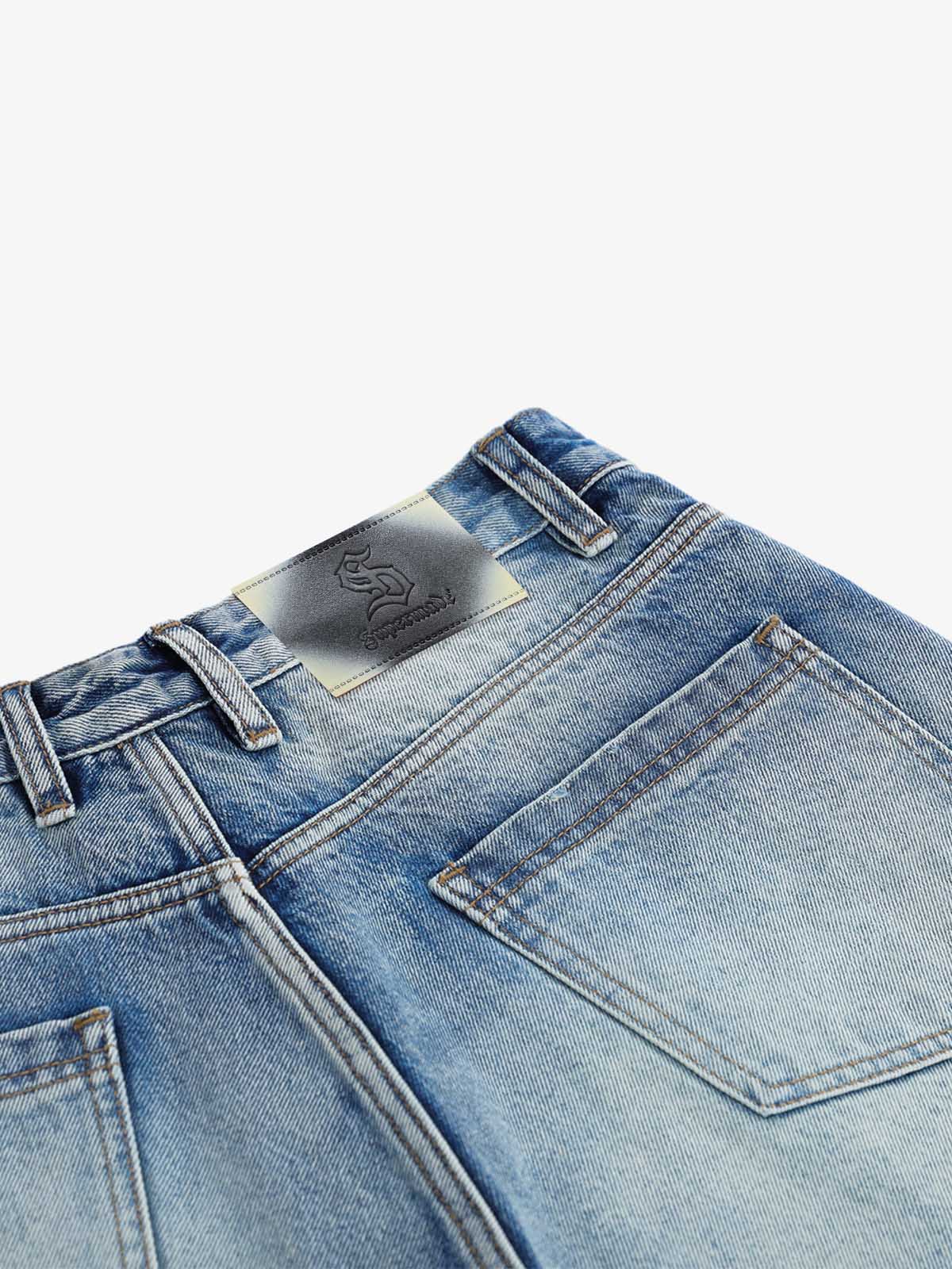 Button-Fly Baggy Denim Shorts 