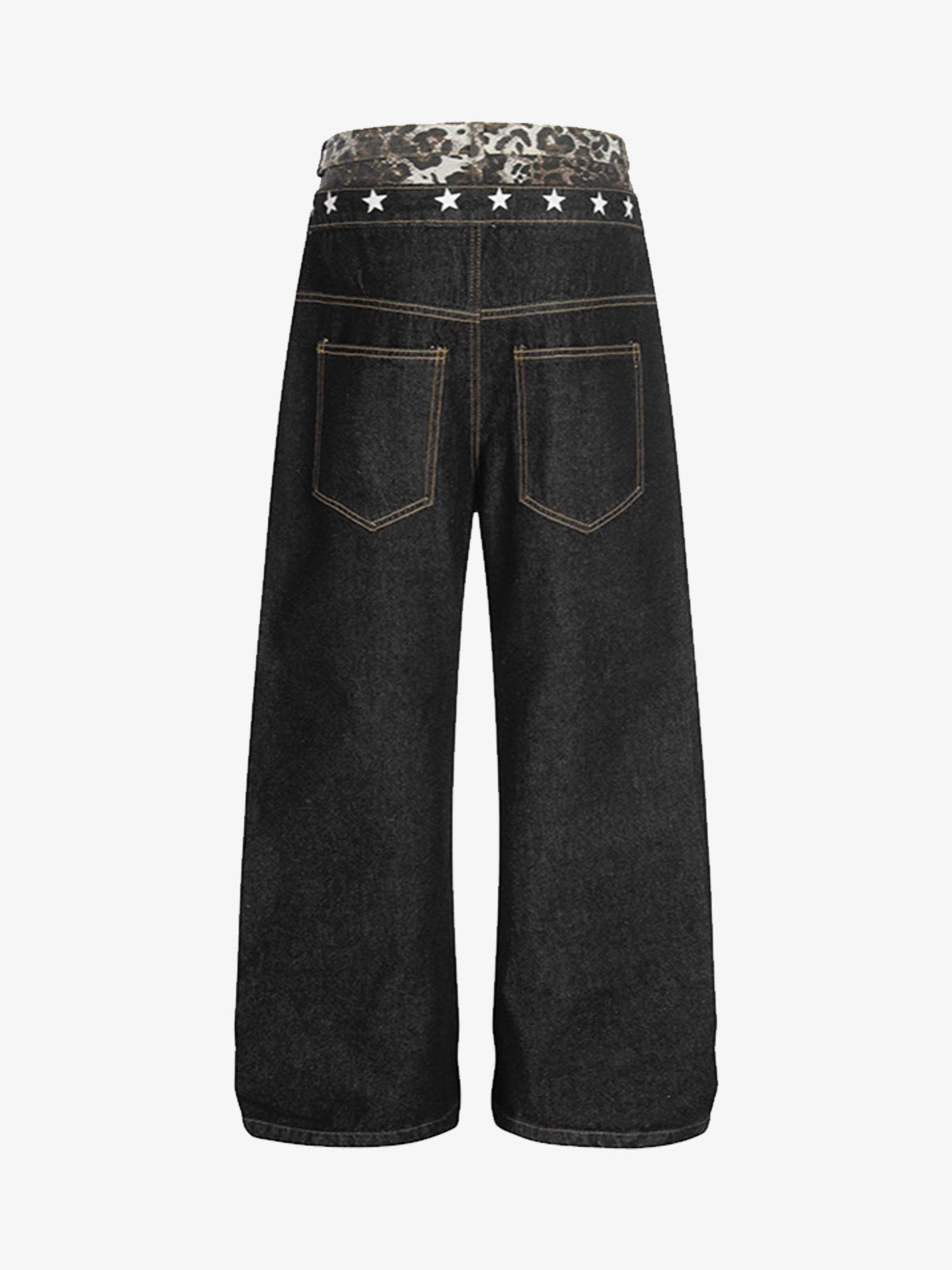 Stylish Wide-Leg Jeans with Unique Star Waistband Design for Men and Women 