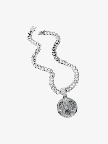 Iced Soccer Ball Pendant Chain Necklace 