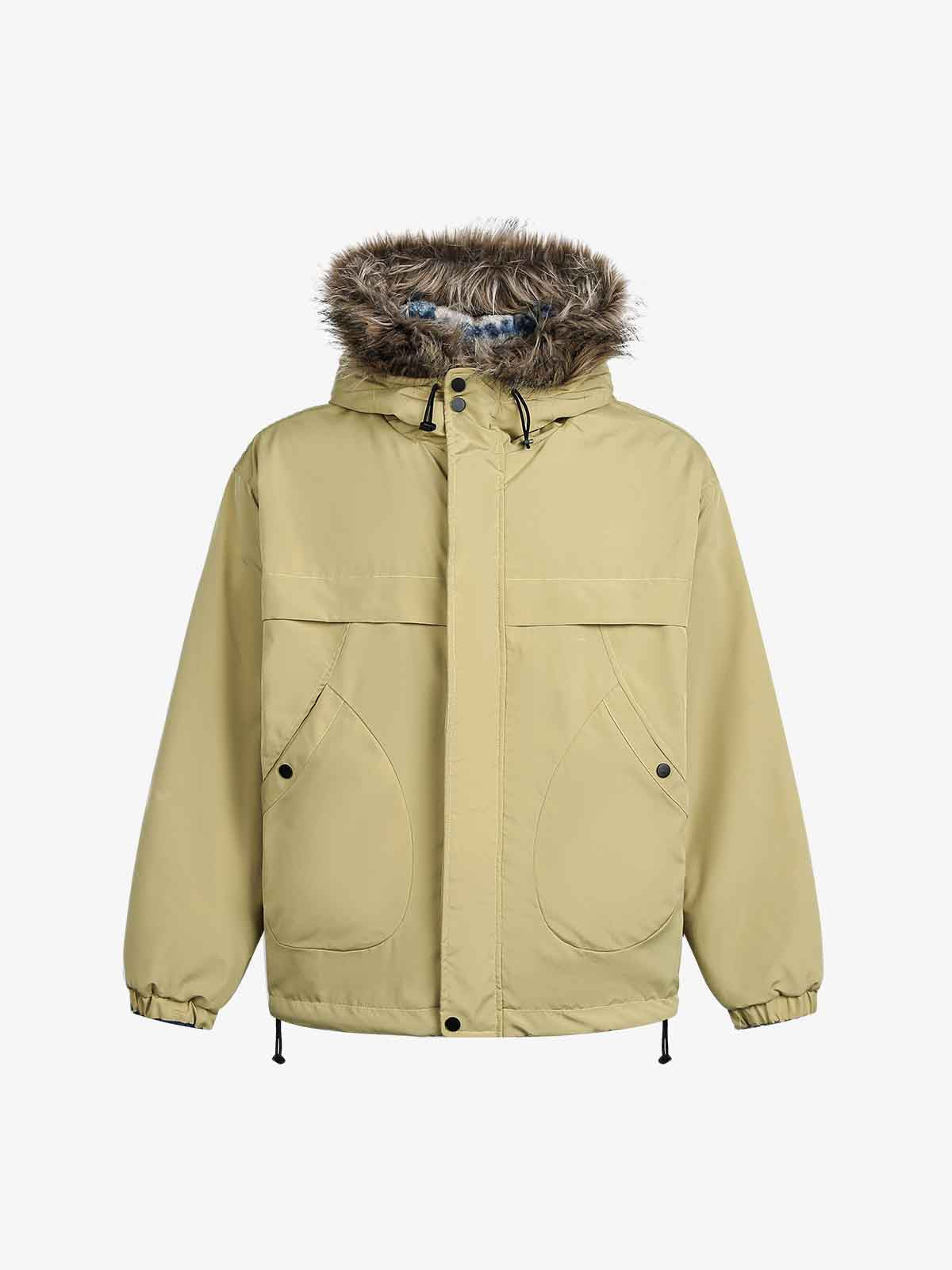 Winter Essential Faux Fur Trimmed Puffer Jacket with Arrow Buckle Design 