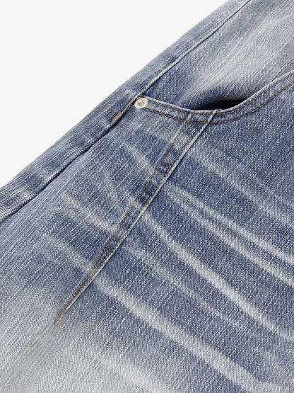 Wide-Leg Denim Trousers with Distressed Details for Women 