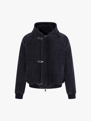 Distressed Waffle Metal Buckle Jacket
