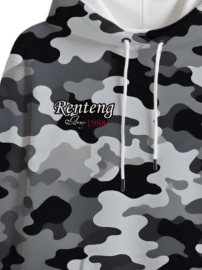 Camouflage Print Contrast Hoodie 