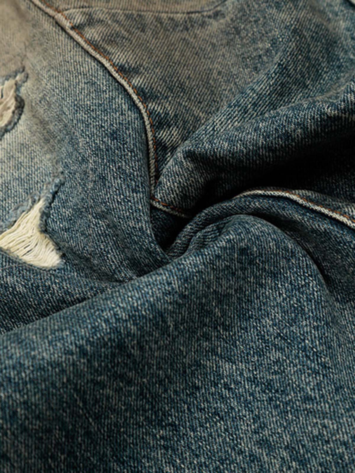 Vintage Mud-Dyed Distressed Barrel Jeans - 2537 