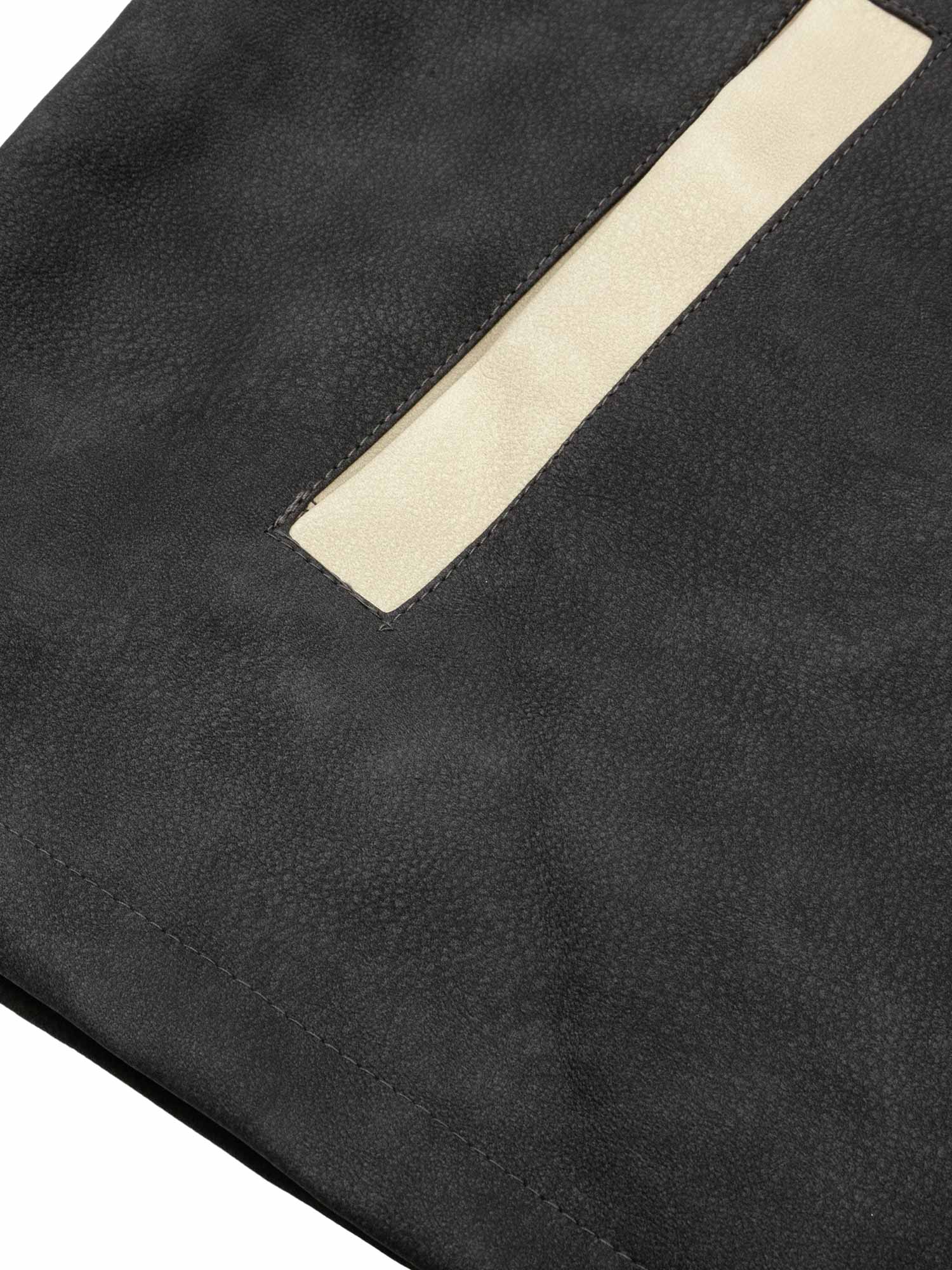 Thesupermade  Contrast Color Suede PU Leather Jacket - 2370