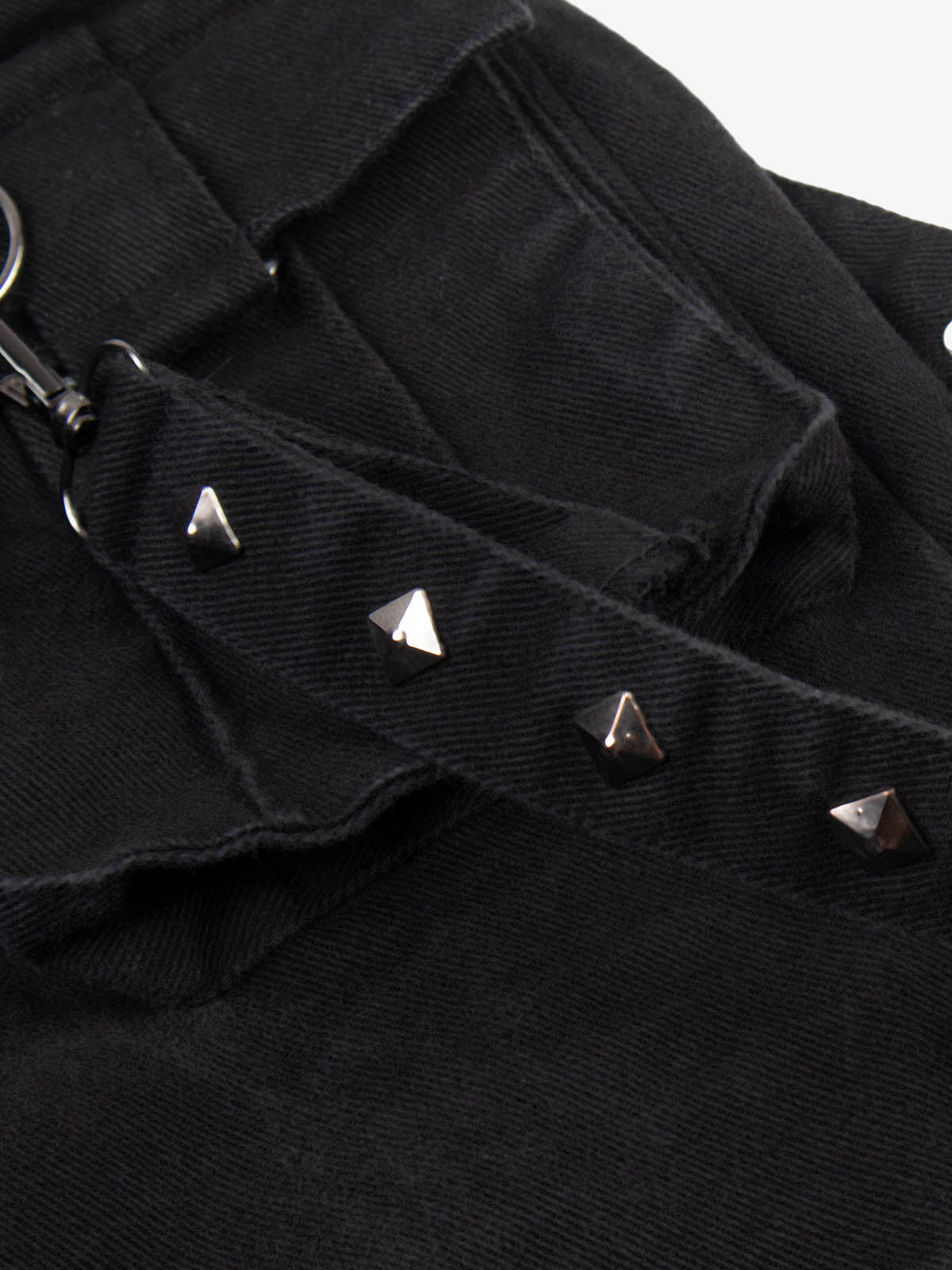 Studded Flared-Hem Utility Jeans; Black / S, Black / M, Black / L