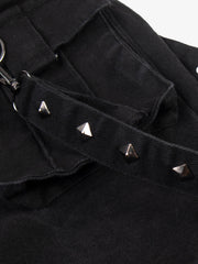 Studded Flared-Hem Utility Jeans; Black / S, Black / M, Black / L