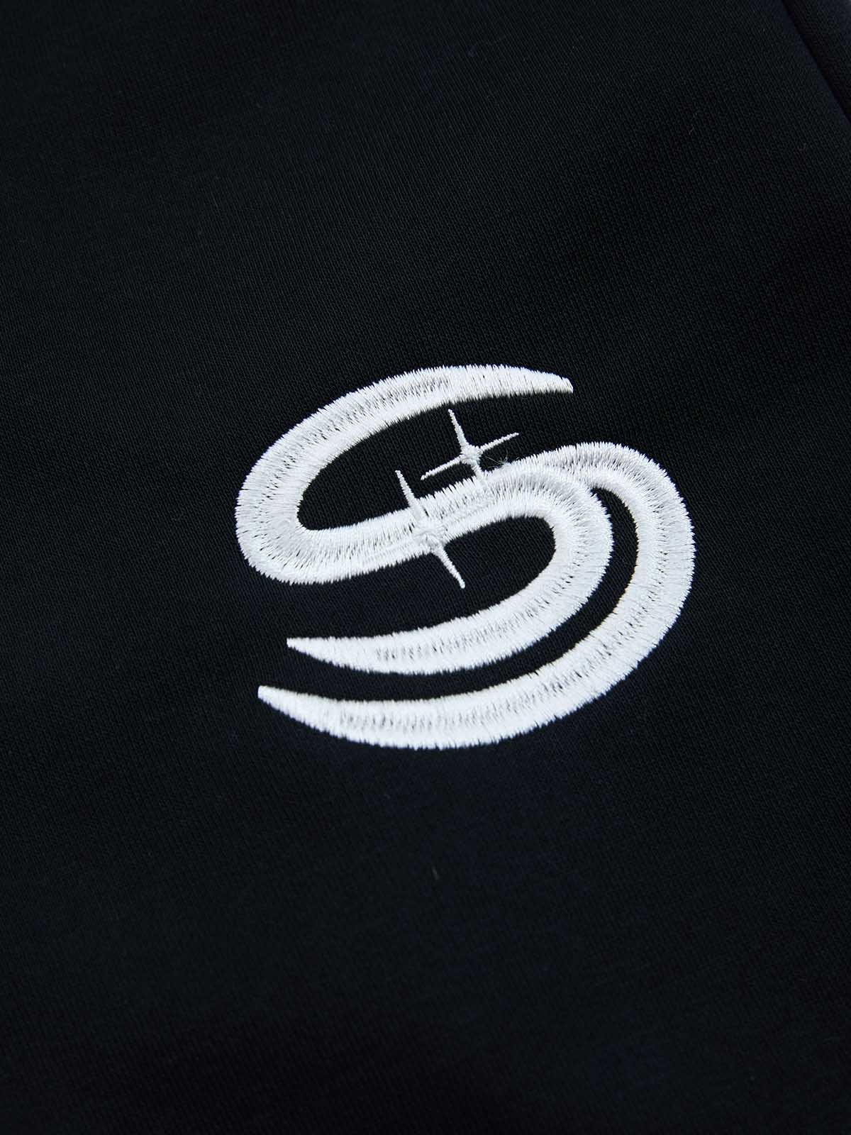 Gothic Letter Cross Embroidery Zip Up Hoodie and Sweatpants Set 